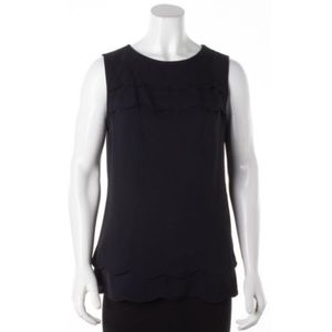 TORY BURCH Black Scallop Trim Sleeveless Blouse 4